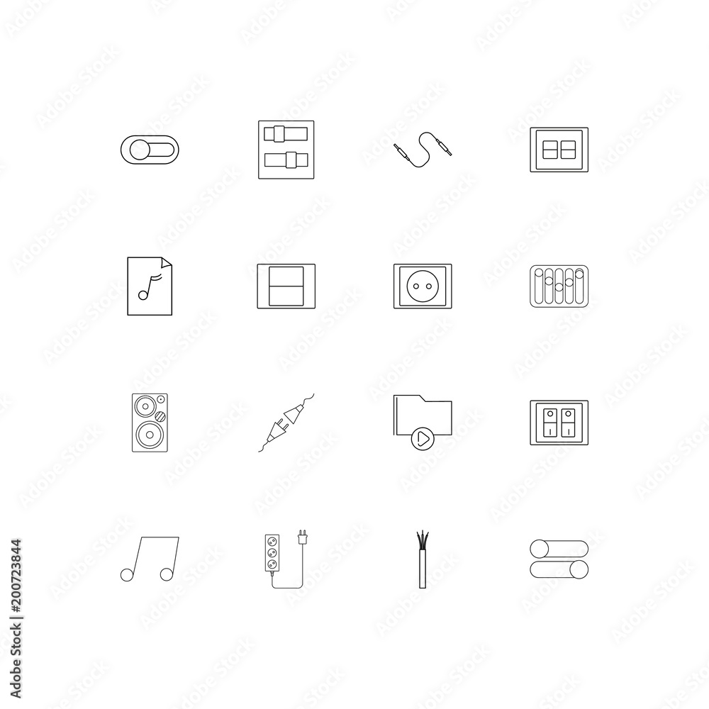 Electrical simple linear icons set. Outlined vector icons