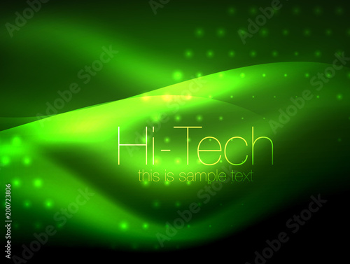Glittering neon glowin wave, techno modern art abstract background, magical shiny template