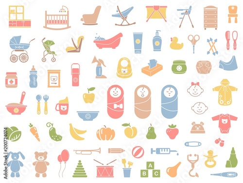 Baby vector icons set