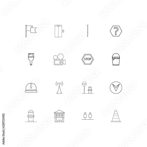 Industry simple linear icons set. Outlined vector icons