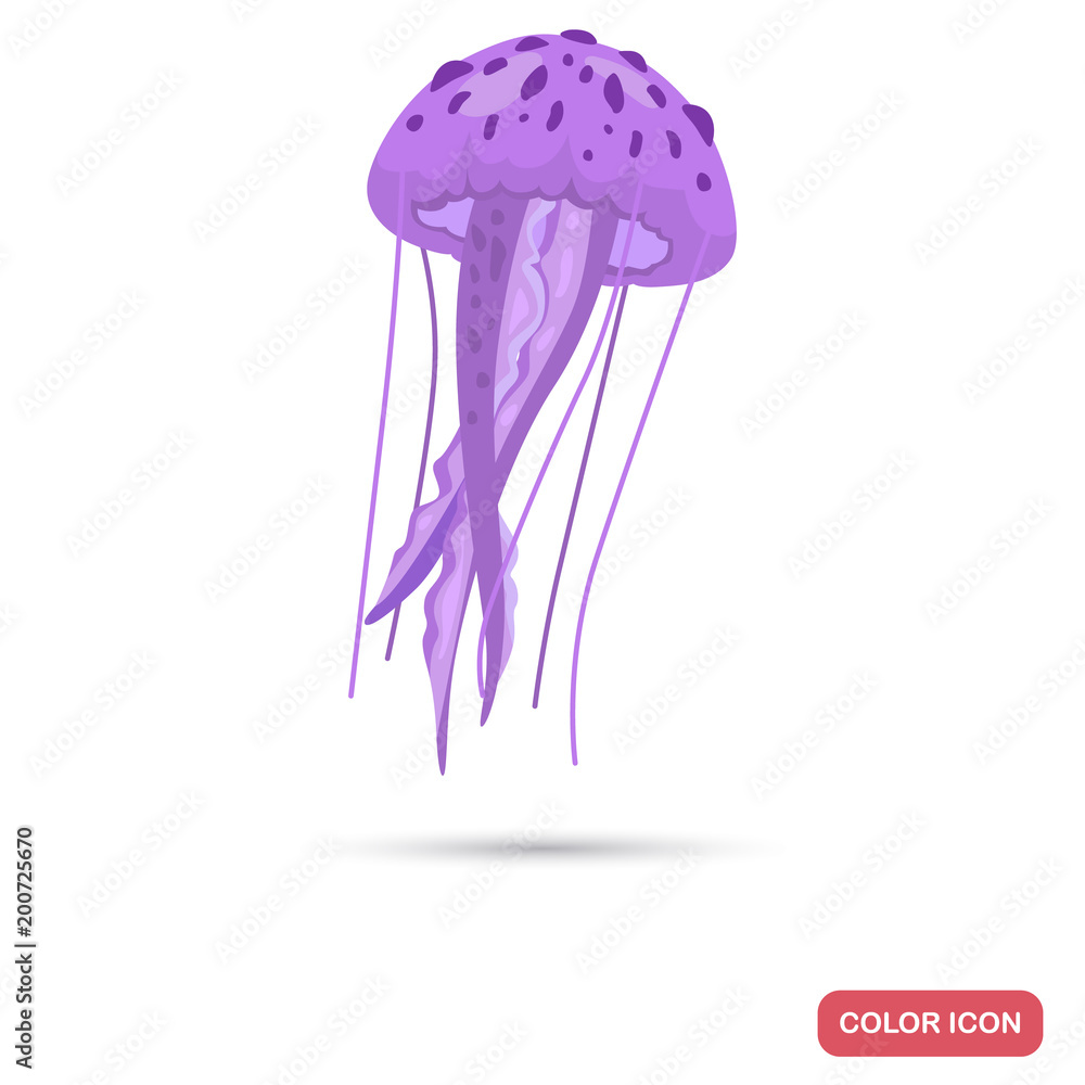 Ocean jellyfish color flat icon