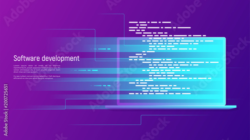 Software development, programming, coding vector concept.