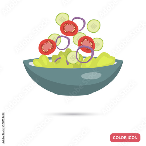 Plate with salad color flat icon