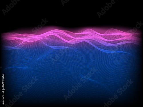 Abstract wave grid background. Wavy structure with lines. Vector illustration.