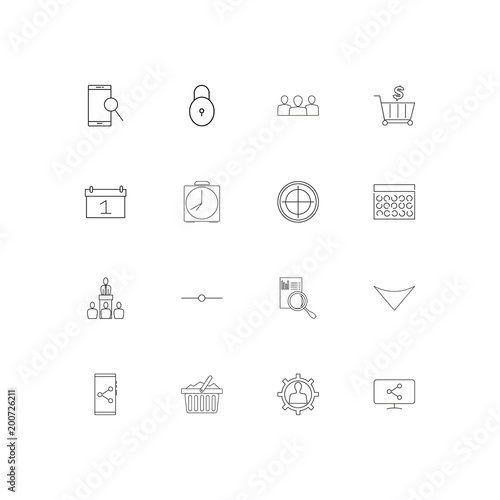 Business simple linear icons set. Outlined vector icons