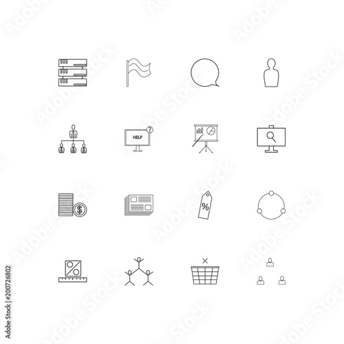 Business simple linear icons set. Outlined vector icons