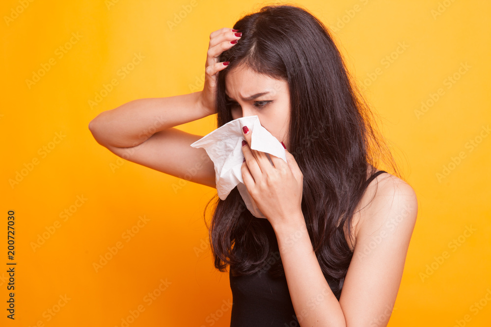 Young Asian woman got sick and flu. Young Asian woman got sick and flu.