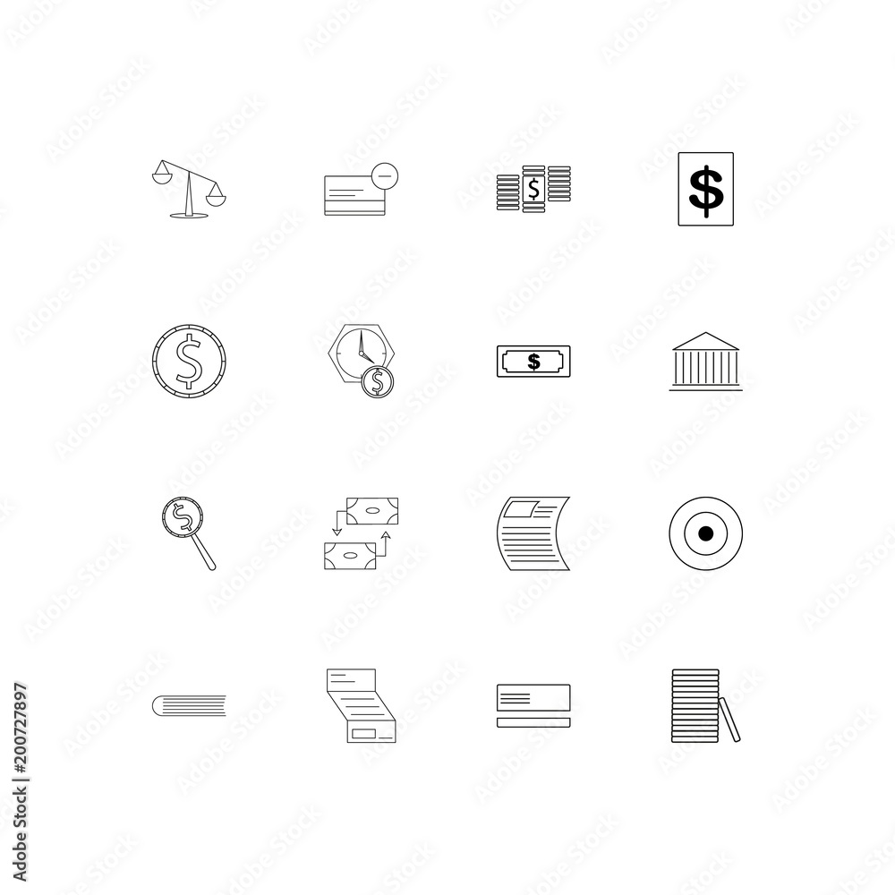 Banking, Finance And Money simple linear icons set. Outlined vector icons Banking, Finance And Money simple linear icons set. Outlined vector icons