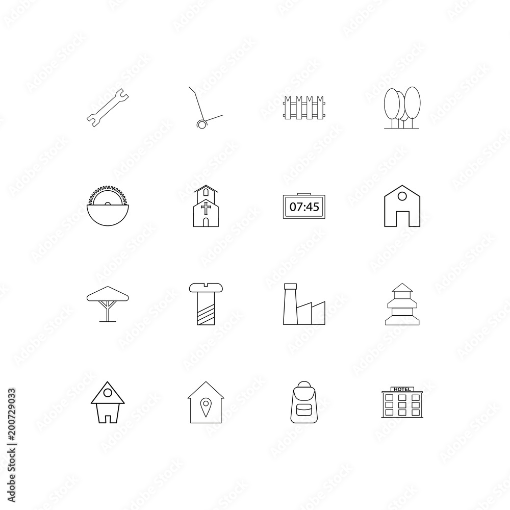 Buildings And Constructions simple linear icons set. Outlined vector icons Buildings And Constructions simple linear icons set. Outlined vector icons