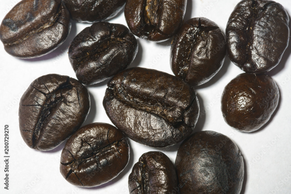 Obraz premium Coffee seed with white paper background