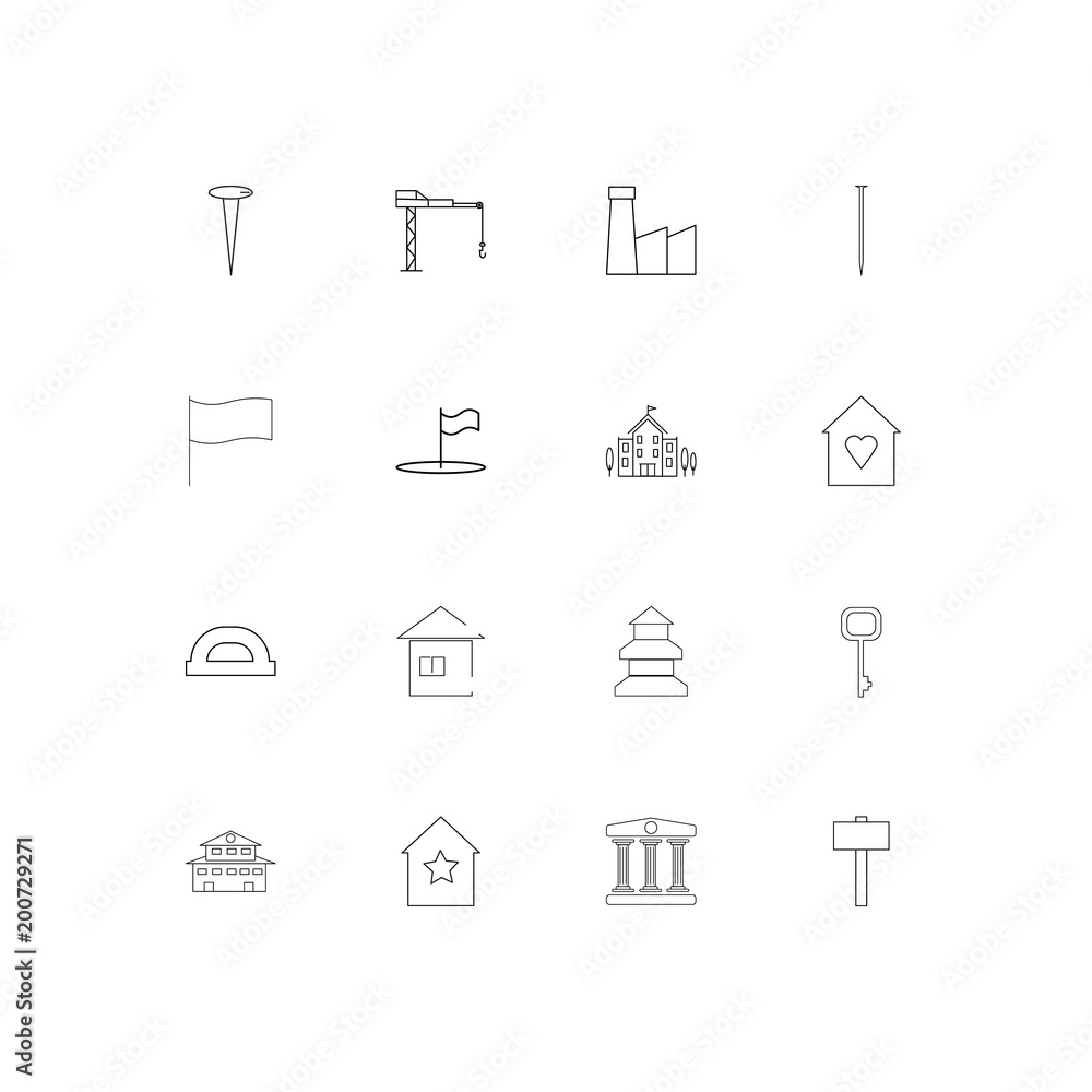 Buildings And Constructions simple linear icons set. Outlined vector icons Buildings And Constructions simple linear icons set. Outlined vector icons