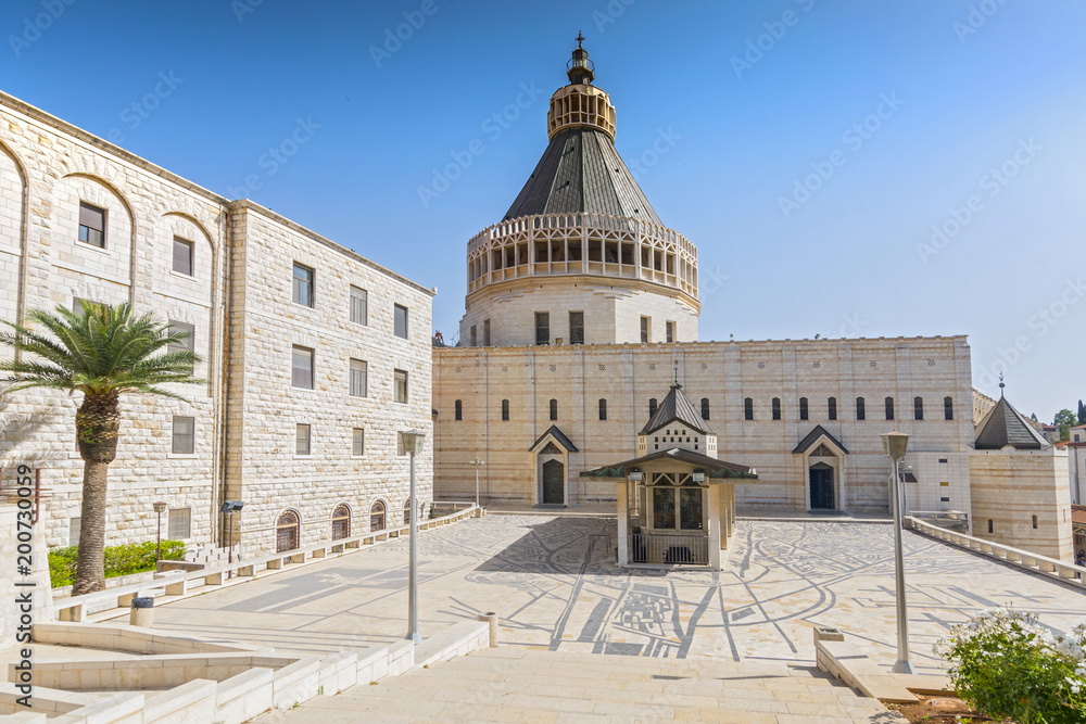 Exterior of Church of the Annunciation or the Basilica of the Annunciation in the city of Nazareth in Galilee northern Israel.