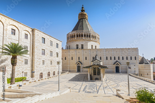 Exterior of Church of the Annunciation or the Basilica of the Annunciation in the city of Nazareth in Galilee northern Israel. photo