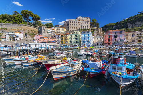 Small fishing boats at harbor Marina Grande in Sorrento, Campania, Amalfi Coast, Italy. photo