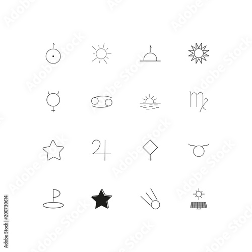 Astrology simple linear icons set. Outlined vector icons