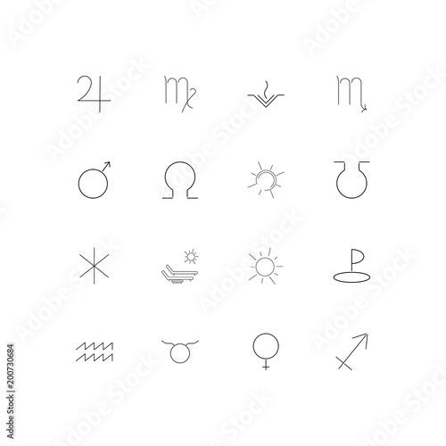 Astrology simple linear icons set. Outlined vector icons