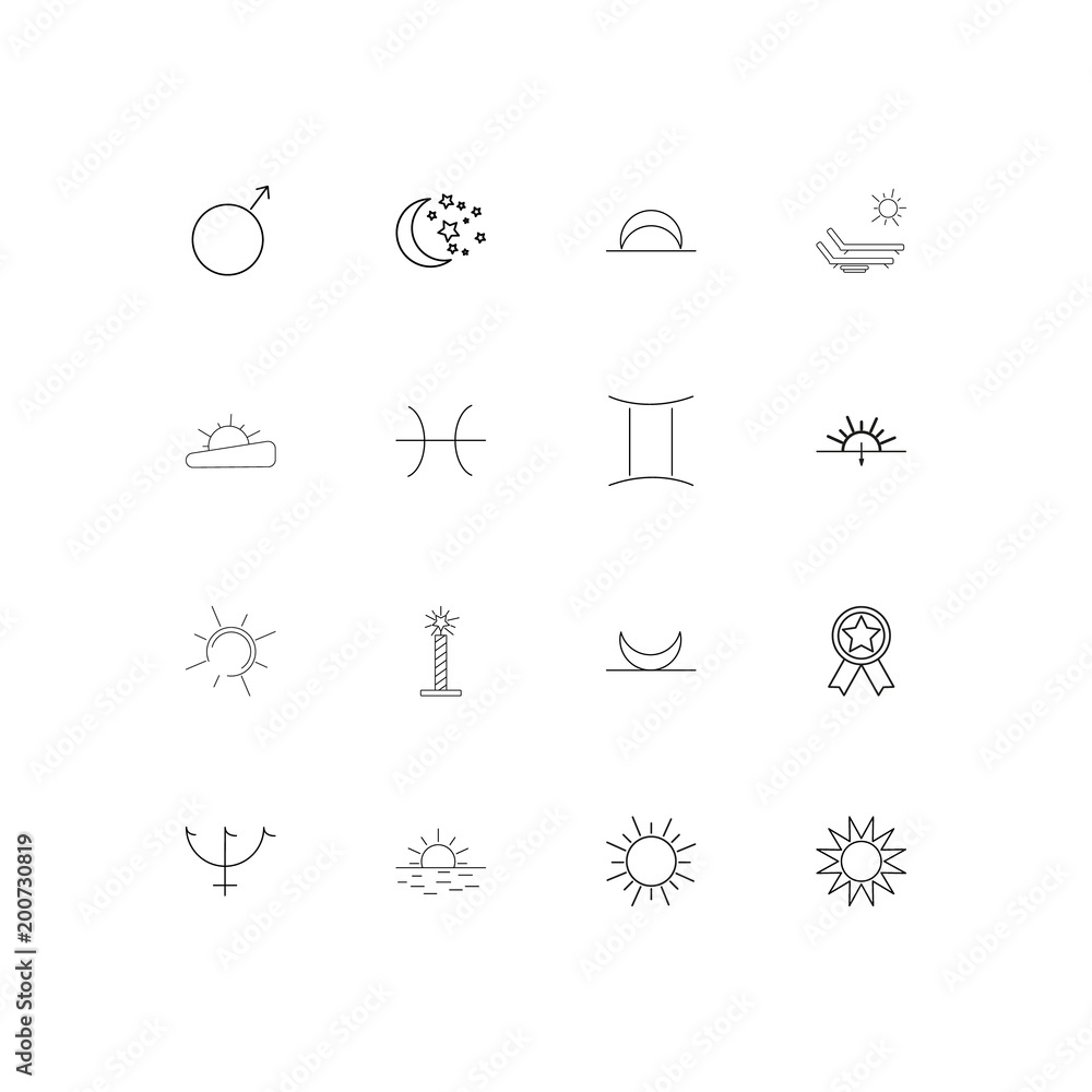 Astrology simple linear icons set. Outlined vector icons Astrology simple linear icons set. Outlined vector icons