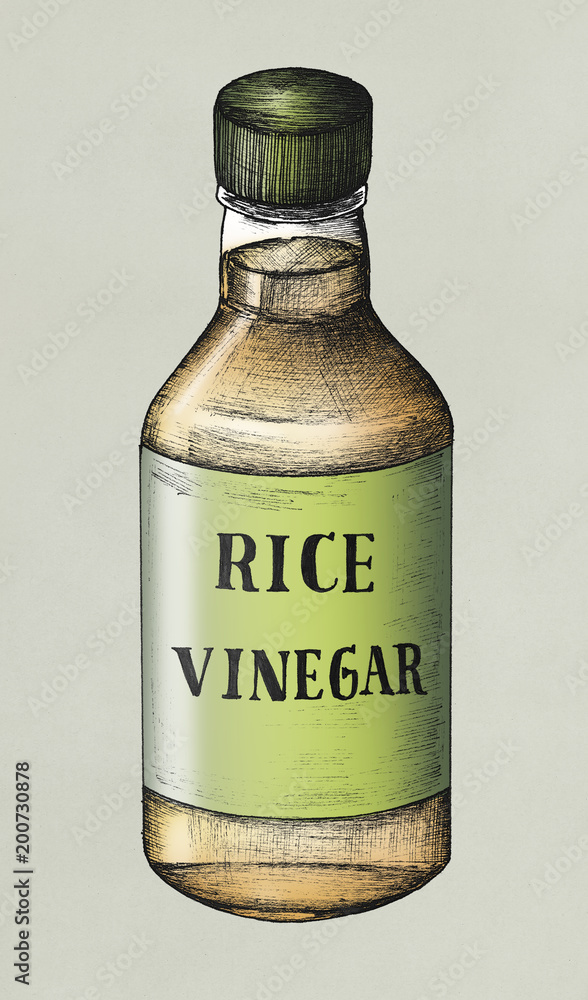 Hand drawn komezu rice vinegar Hand drawn komezu rice vinegar
