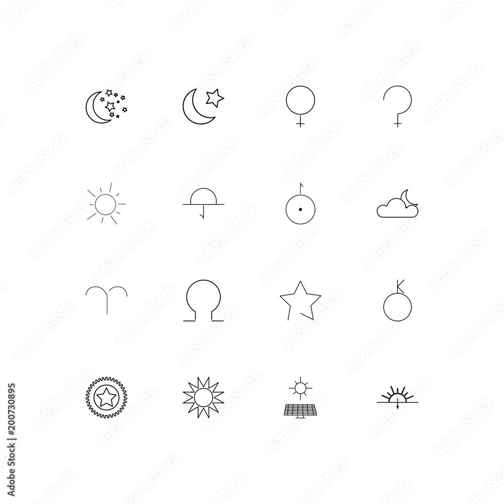 Astrology simple linear icons set. Outlined vector icons Astrology simple linear icons set. Outlined vector icons