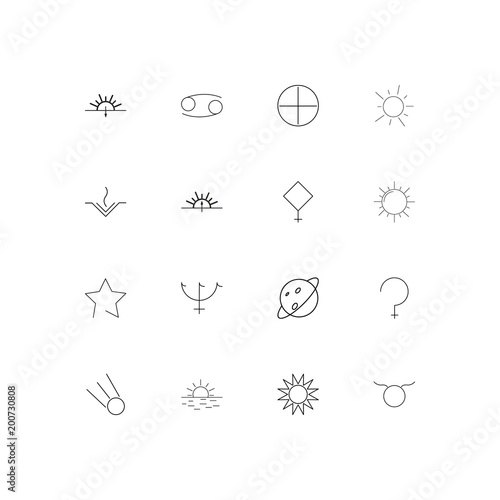Astrology simple linear icons set. Outlined vector icons