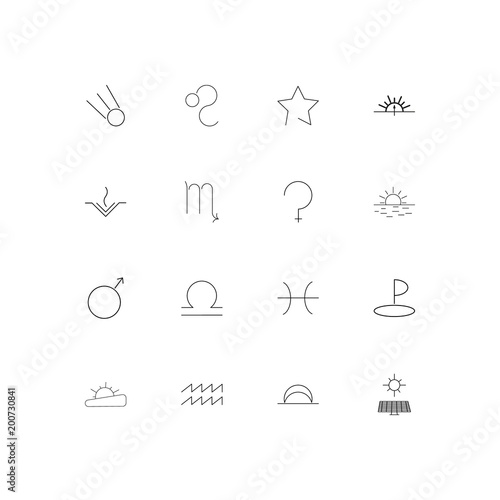 Astrology simple linear icons set. Outlined vector icons