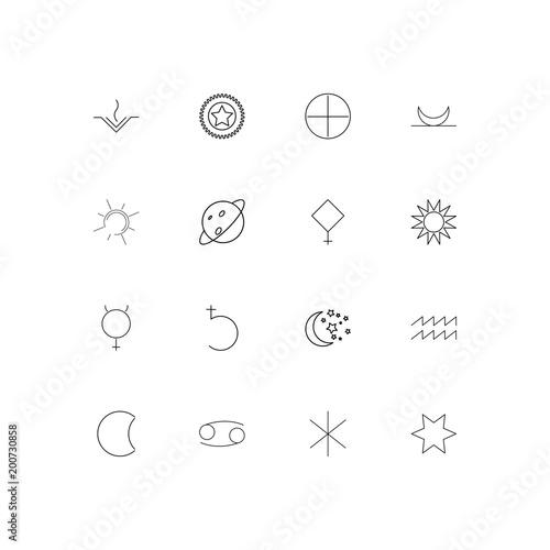 Astrology simple linear icons set. Outlined vector icons