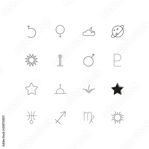Astrology simple linear icons set. Outlined vector icons