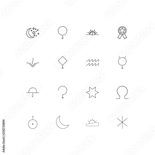 Astrology simple linear icons set. Outlined vector icons