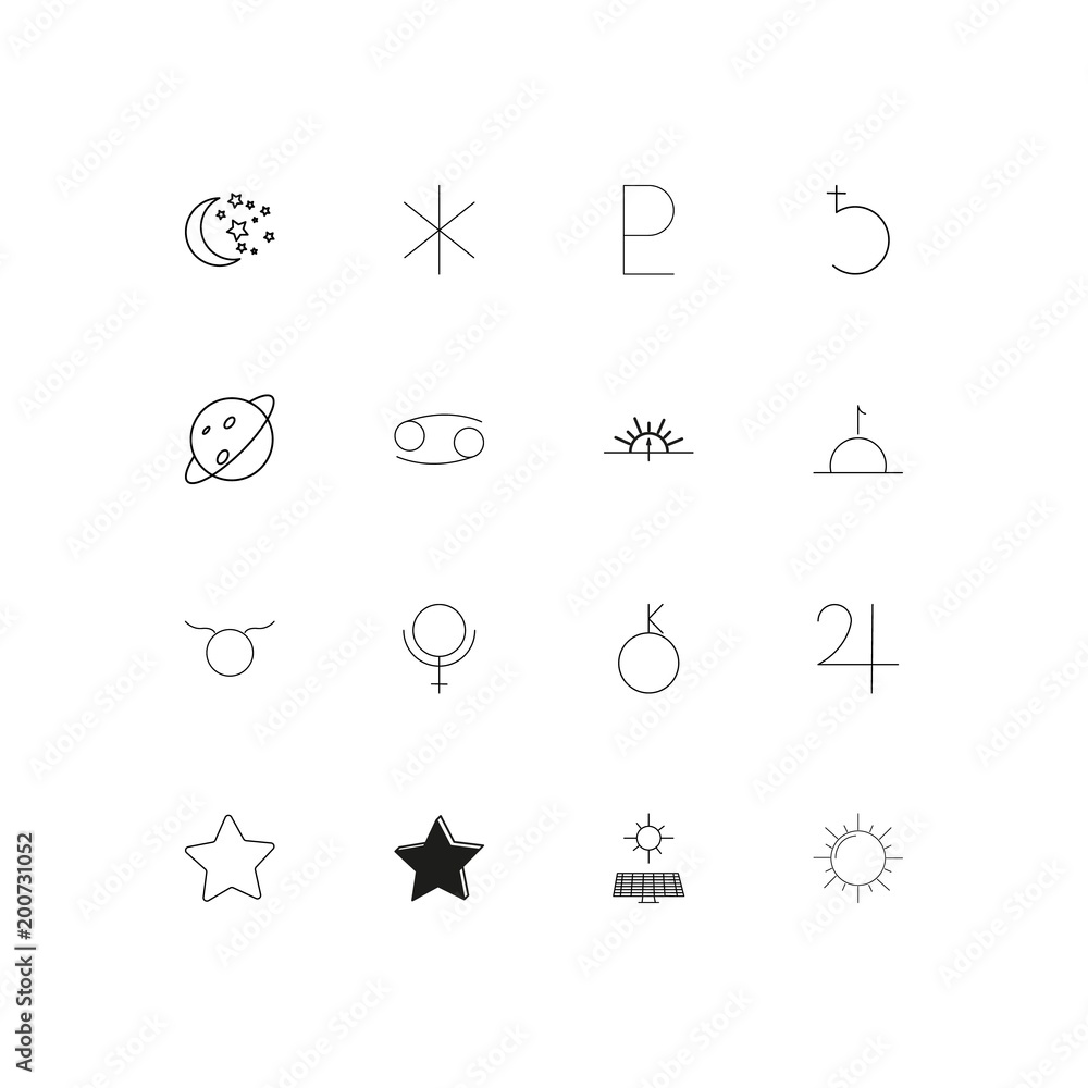 Astrology simple linear icons set. Outlined vector icons Astrology simple linear icons set. Outlined vector icons