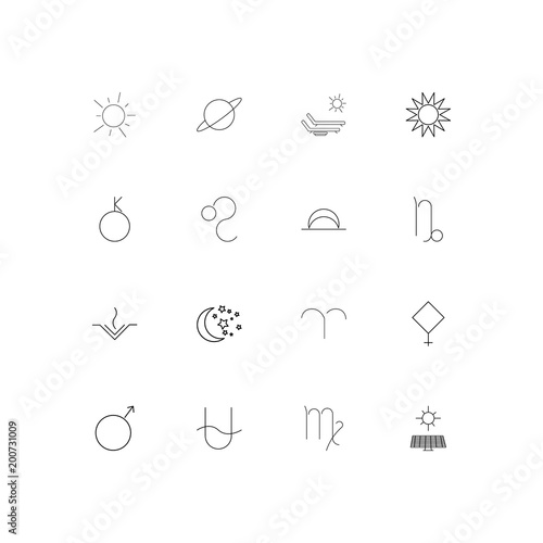 Astrology simple linear icons set. Outlined vector icons