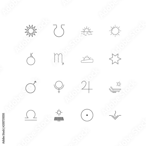 Astrology simple linear icons set. Outlined vector icons