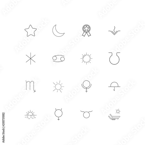 Astrology simple linear icons set. Outlined vector icons