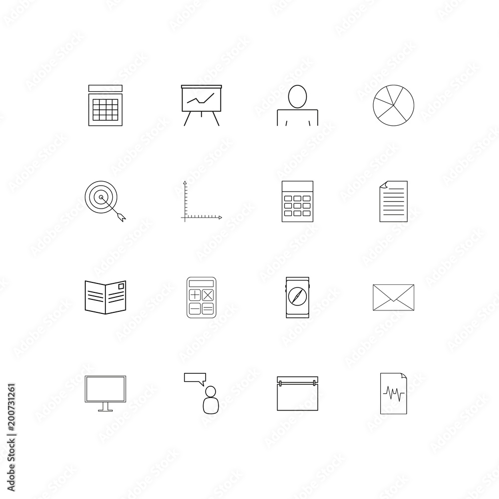 Office simple linear icons set. Outlined vector icons Office simple linear icons set. Outlined vector icons