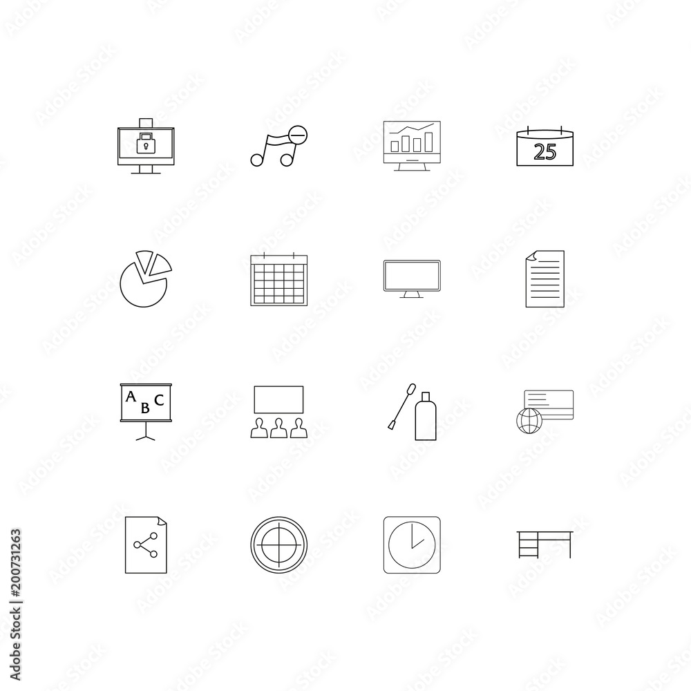 Office simple linear icons set. Outlined vector icons Office simple linear icons set. Outlined vector icons