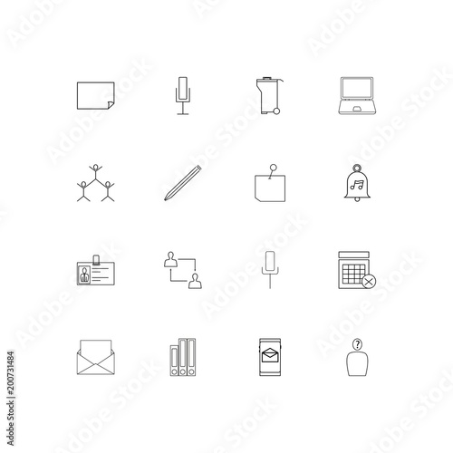 Office simple linear icons set. Outlined vector icons