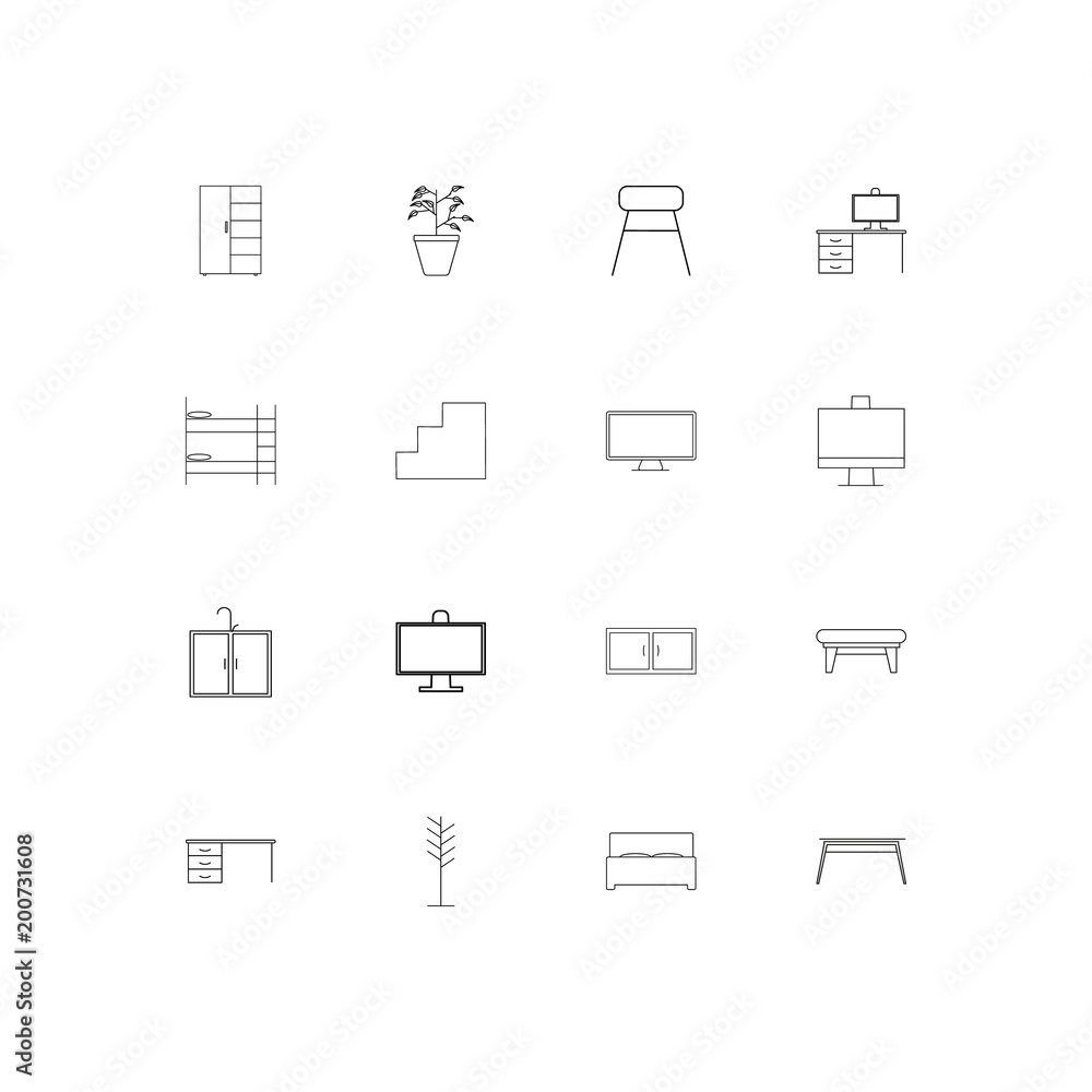 Furniture simple linear icons set. Outlined vector icons Furniture simple linear icons set. Outlined vector icons