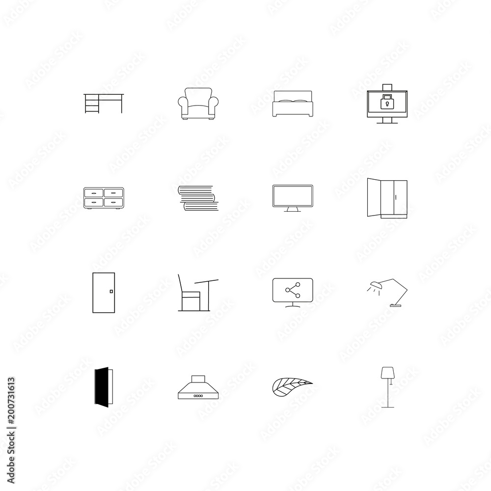Furniture simple linear icons set. Outlined vector icons Furniture simple linear icons set. Outlined vector icons