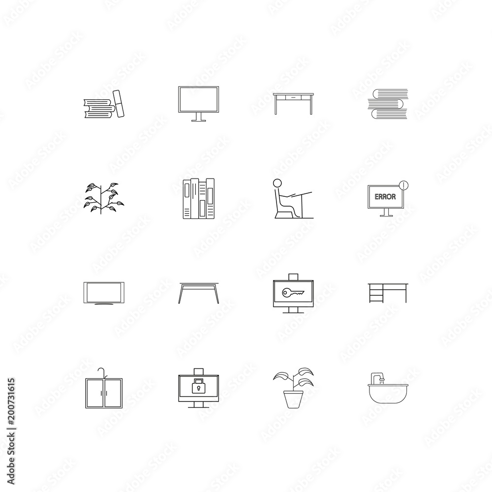 Furniture simple linear icons set. Outlined vector icons Furniture simple linear icons set. Outlined vector icons