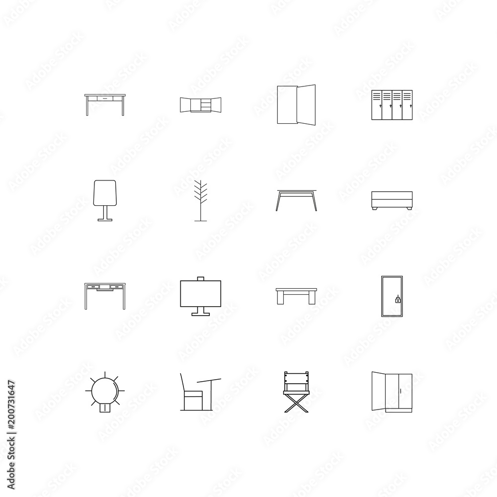 Furniture simple linear icons set. Outlined vector icons Furniture simple linear icons set. Outlined vector icons