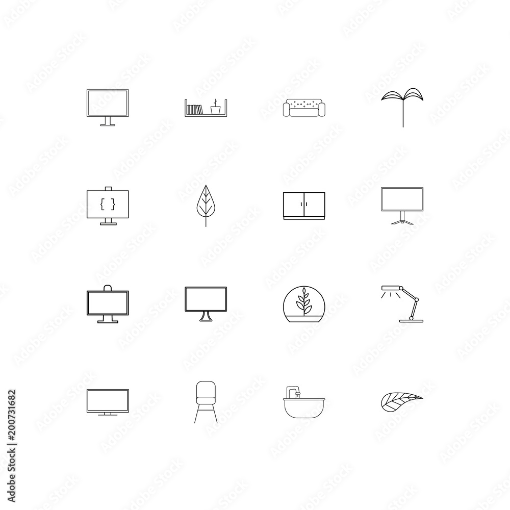 Furniture simple linear icons set. Outlined vector icons Furniture simple linear icons set. Outlined vector icons