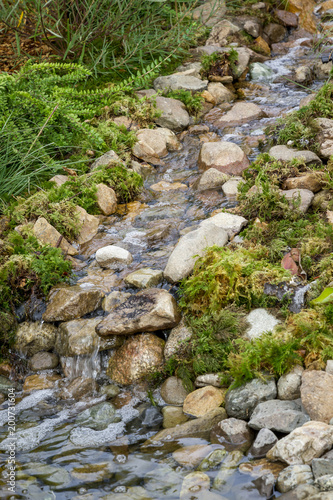 Eau de source qui ruisselle sur les galets