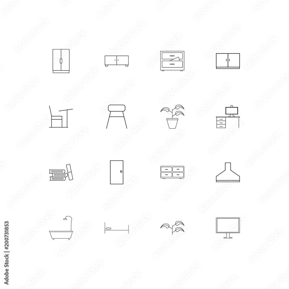Furniture simple linear icons set. Outlined vector icons Furniture simple linear icons set. Outlined vector icons