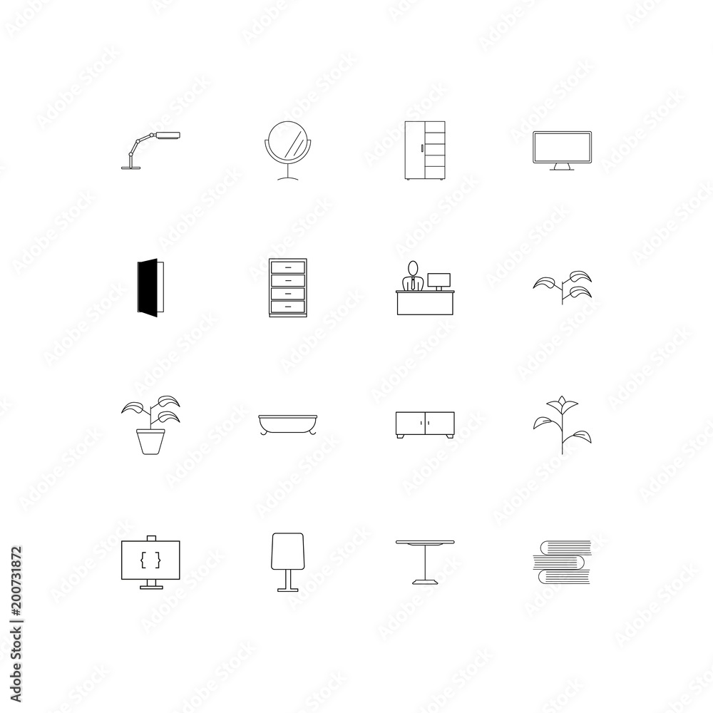 Furniture simple linear icons set. Outlined vector icons Furniture simple linear icons set. Outlined vector icons