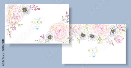 Peony anemone horizontal banners