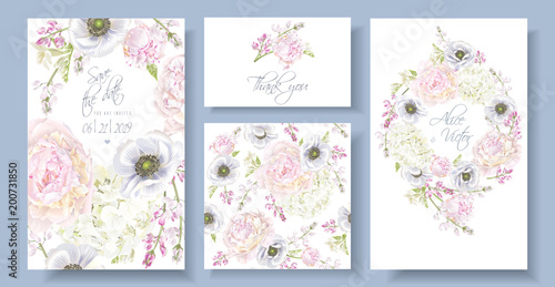 Peony anemone invitation set