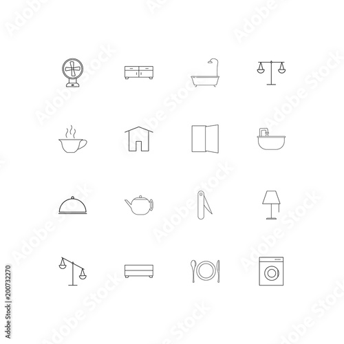 Home Appliances And Equipment simple linear icons set. Outlined vector icons