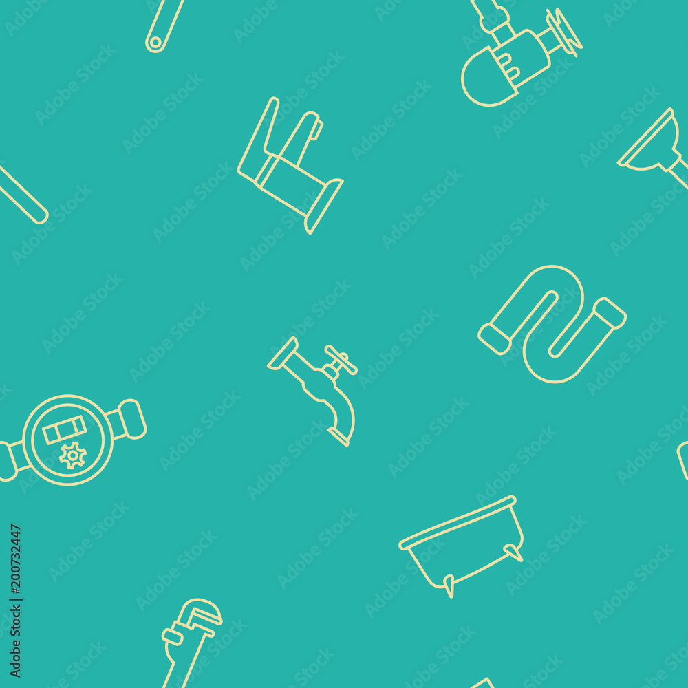 Obraz premium Seamless pattern with plumbing icons for your design