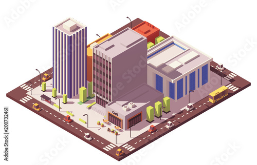 Vector low poly isometric city block