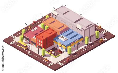 Vector low poly isometric city block