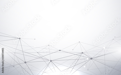 Abstract white and grey futuristic Molecules. Lines and technology connections concept background